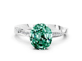 White gold Oval Cut Green Sapphire Engagement Ring with Side Stone Accents and Four-Prong Setting_84