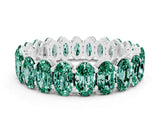 White gold Oval Cut Green Sapphire Eternity Band with Shared Prong Setting