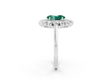 White gold Oval Cut Green Sapphire Floral Double Halo Engagement Ring with Prong Setting_99