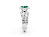 White gold Oval Cut Green Sapphire Halo Ring with Round Split Shank and Prong Setting_62