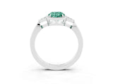 White gold Oval Cut Green Sapphire Halo Ring with Tapered Band and Four-Prong Setting_3