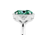 White gold Oval Cut Green Sapphire Halo Ring with Tapered Band and Four-Prong Setting_5