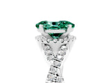 White gold Oval Cut Green Sapphire Halo Twist Band Solitaire Prong Setting Ring_5