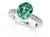 White gold Oval Cut Green Sapphire Milgrain Pavé Engagement Ring with Four-Prong Setting_13