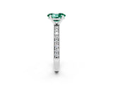 White gold Oval Cut Green Sapphire Milgrain Pavé Engagement Ring with Four-Prong Setting_14