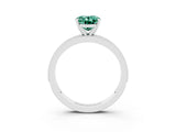 White gold Oval Cut Green Sapphire Milgrain Pavé Engagement Ring with Four-Prong Setting_15