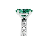 White gold Oval Cut Green Sapphire Milgrain Pavé Engagement Ring with Four-Prong Setting_17