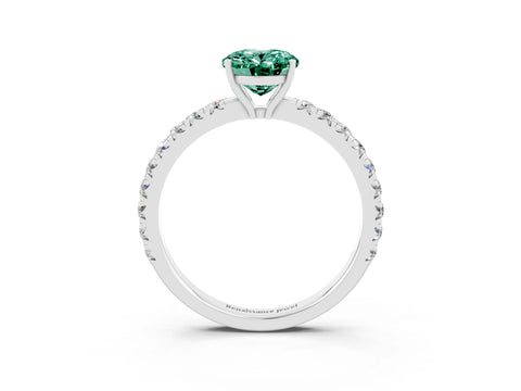White gold Oval Cut Green Sapphire Pavé Solitaire Engagement Ring with Four-Prong Setting_15
