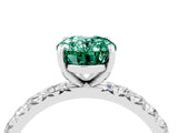 White gold Oval Cut Green Sapphire Pavé Solitaire Ring with Round Band and Prong Setting_40