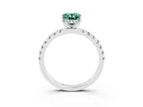 White gold Oval Cut Green Sapphire Pave Band Solitaire Ring with Four-Prong Setting_27