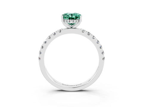 White gold Oval Cut Green Sapphire Pave Band Solitaire Ring with Four-Prong Setting_27