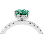 White gold Oval Cut Green Sapphire Pave Band Solitaire Ring with Four-Prong Setting_28