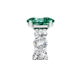 White gold Oval Cut Green Sapphire Prong Setting with Side Stones on a Pave Band_5