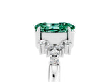 White gold Oval Cut Green Sapphire Ring with Side Stones and Four-Prong Setting_101
