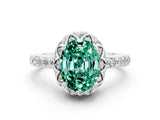 White gold Oval Cut Green Sapphire Scalloped Halo Engagement Ring with Round Shared Prong Band_12