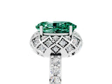 White gold Oval Cut Green Sapphire Scalloped Halo Engagement Ring with Round Shared Prong Band_17