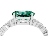 White gold Oval Cut Green Sapphire Scattered Round Accent Ring with Prong Setting_28