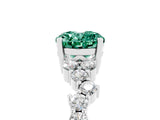 White gold Oval Cut Green Sapphire Scattered Round Accent Ring with Prong Setting_29