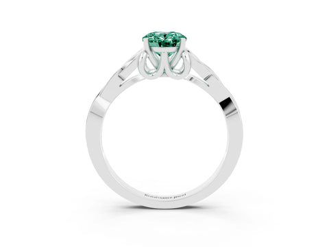 White gold Oval Cut Green Sapphire Solitaire Celtic Knot Ring with Four-Prong Setting_15