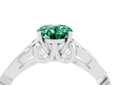 White gold Oval Cut Green Sapphire Solitaire Celtic Knot Ring with Four-Prong Setting_16
