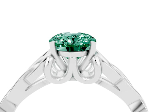 White gold Oval Cut Green Sapphire Solitaire Celtic Knot Ring with Four-Prong Setting_16