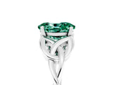 White gold Oval Cut Green Sapphire Solitaire Celtic Knot Ring with Four-Prong Setting_17