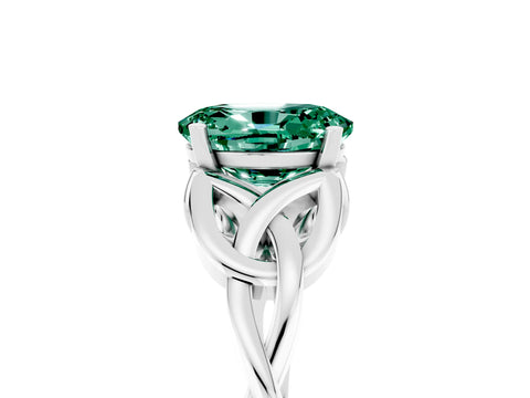 White gold Oval Cut Green Sapphire Solitaire Celtic Knot Ring with Four-Prong Setting_17