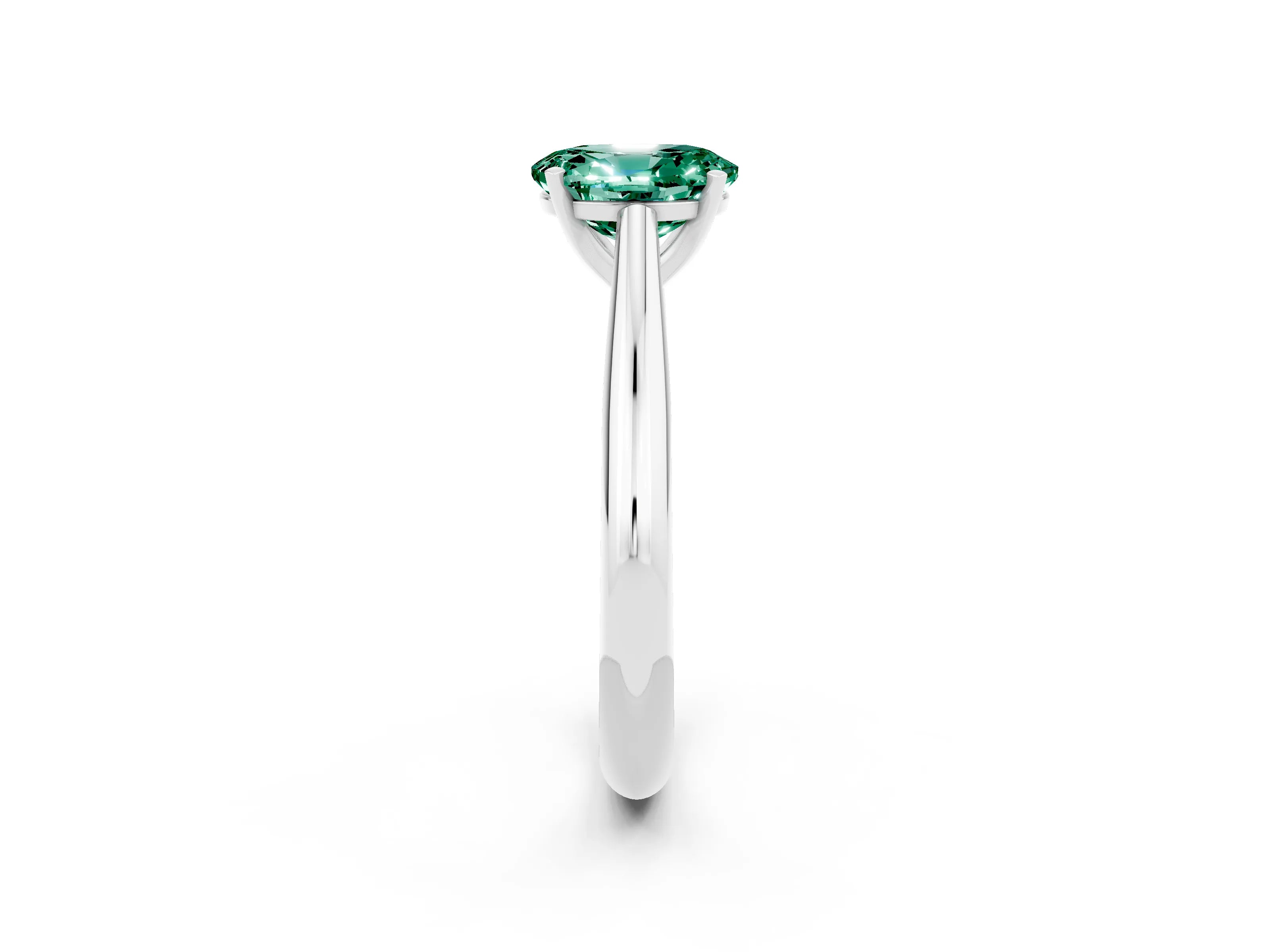 White gold Oval Cut Green Sapphire Solitaire Engagement Ring with Cathedral Setting and Four-Prong Mount_14