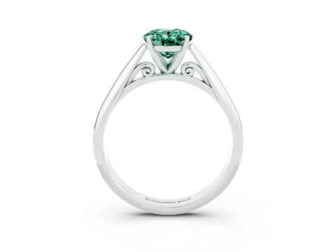 White gold Oval Cut Green Sapphire Solitaire Engagement Ring with Cathedral Setting and Four-Prong Mount_15