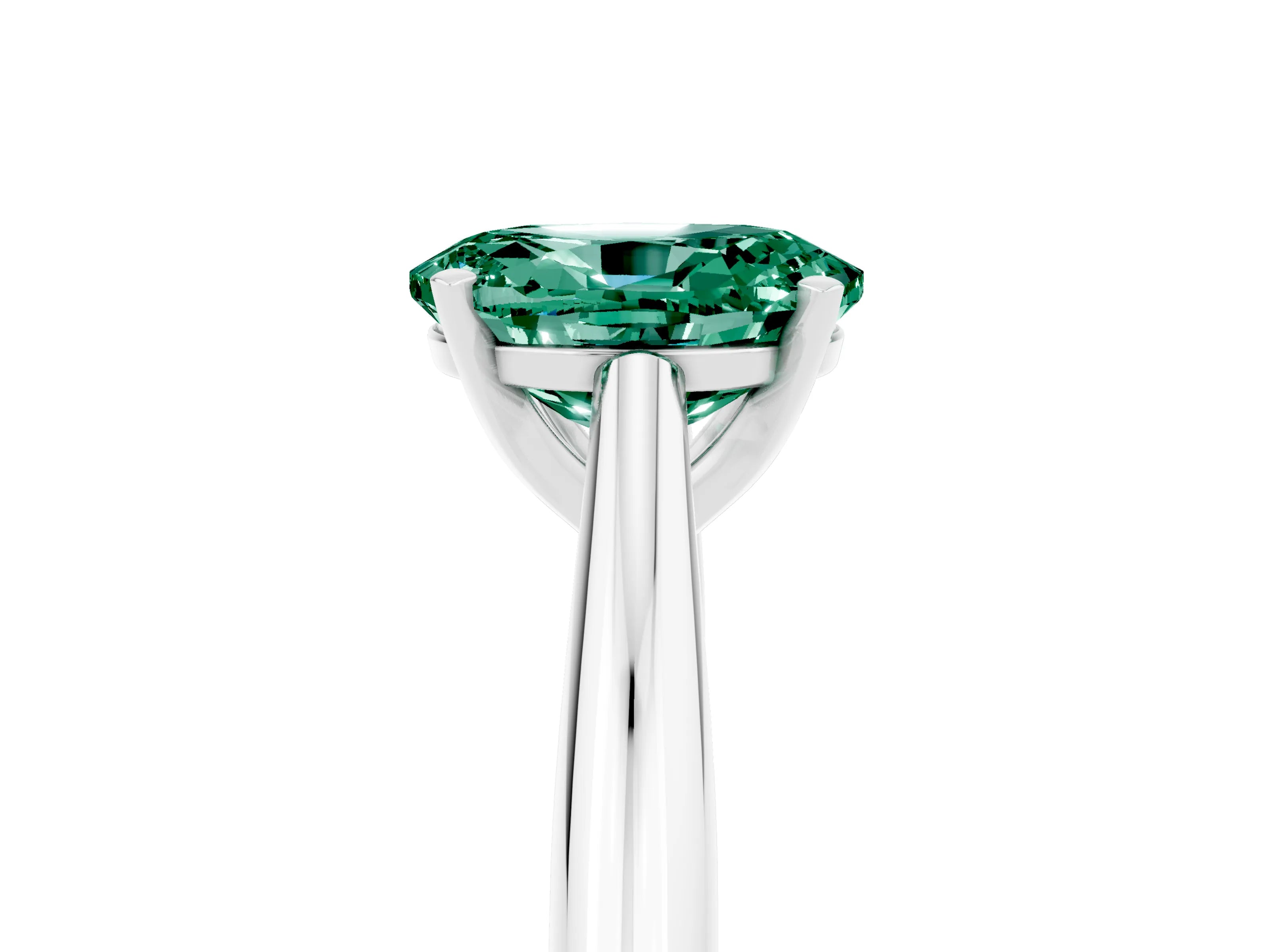 White gold Oval Cut Green Sapphire Solitaire Engagement Ring with Cathedral Setting and Four-Prong Mount_17