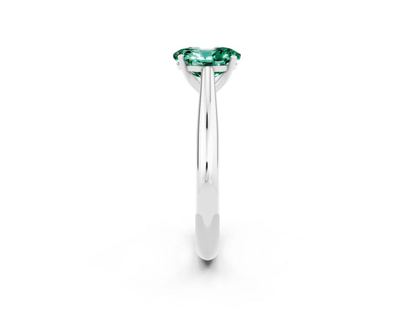 White gold Oval Cut Green Sapphire Solitaire Engagement Ring with Cathedral Setting and Four-Prong Mount