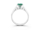 White gold Oval Cut Green Sapphire Solitaire Engagement Ring with Cathedral Setting and Four-Prong Mount_27