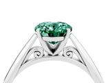 White gold Oval Cut Green Sapphire Solitaire Engagement Ring with Cathedral Setting and Four-Prong Mount_28