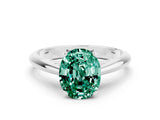 White gold Oval Cut Green Sapphire Solitaire Engagement Ring with Cathedral Setting and Four-Prong Mount_30