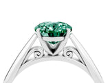 White gold Oval Cut Green Sapphire Solitaire Engagement Ring with Cathedral Setting and Four-Prong Mount_34