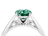 White gold Oval Cut Green Sapphire Solitaire Engagement Ring with Cathedral Setting and Four-Prong Mount_88