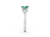 White gold Oval Cut Green Sapphire Solitaire Engagement Ring with Celtic Knot Band and Four-Prong Setting_2