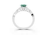 White gold Oval Cut Green Sapphire Solitaire Engagement Ring with Celtic Knot Band and Four-Prong Setting_3