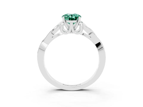 White gold Oval Cut Green Sapphire Solitaire Engagement Ring with Celtic Knot Band and Four-Prong Setting_3