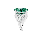 White gold Oval Cut Green Sapphire Solitaire Engagement Ring with Celtic Knot Band and Four-Prong Setting_5