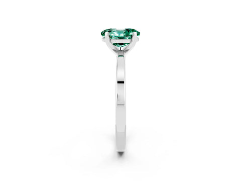 White gold Oval Cut Green Sapphire Solitaire Engagement Ring with Classic Band and Four-Prong Setting_26