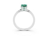 White gold Oval Cut Green Sapphire Solitaire Engagement Ring with Classic Band and Four-Prong Setting_27