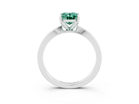 White gold Oval Cut Green Sapphire Solitaire Engagement Ring with Classic Band and Four-Prong Setting_27