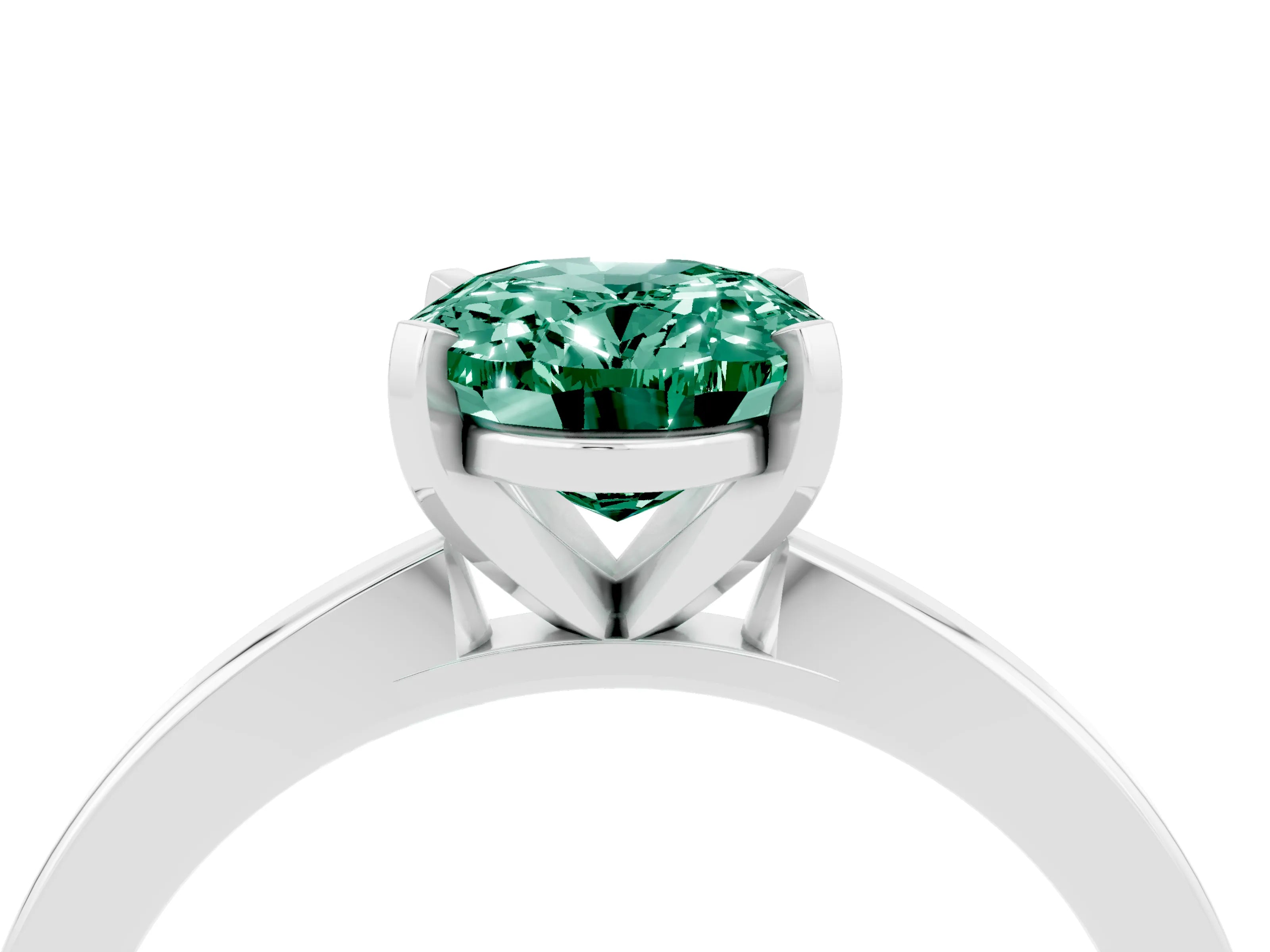 White gold Oval Cut Green Sapphire Solitaire Engagement Ring with Classic Band and Four-Prong Setting_28