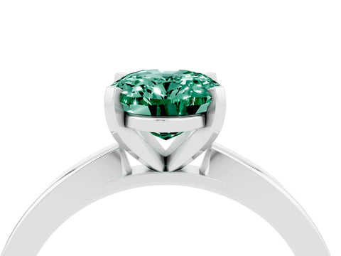 White gold Oval Cut Green Sapphire Solitaire Engagement Ring with Classic Band and Four-Prong Setting_28