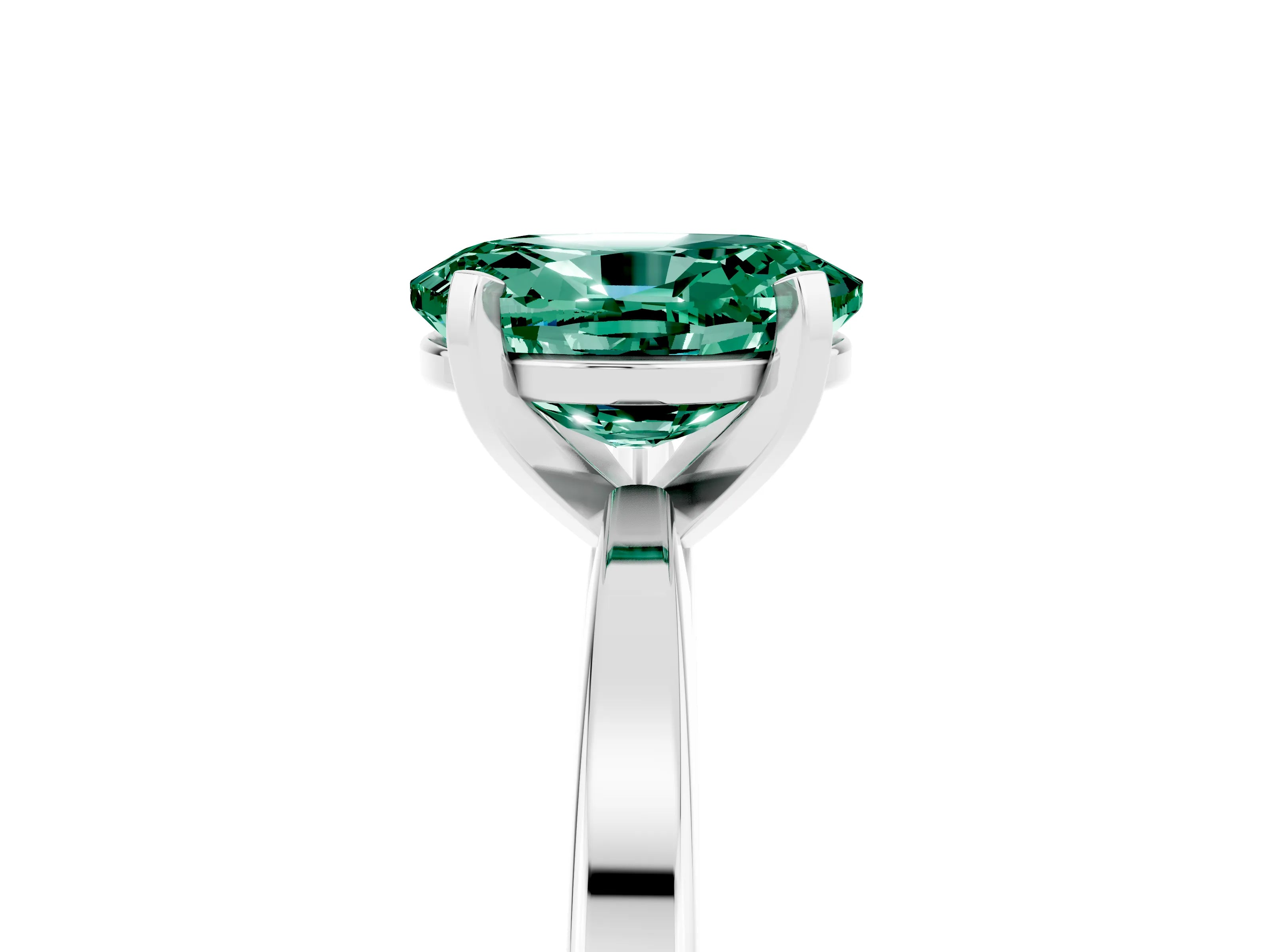 White gold Oval Cut Green Sapphire Solitaire Engagement Ring with Classic Band and Four-Prong Setting_29