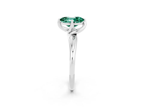 White gold Oval Cut Green Sapphire Solitaire Engagement Ring with Four-Prong Setting and Classic Band_14