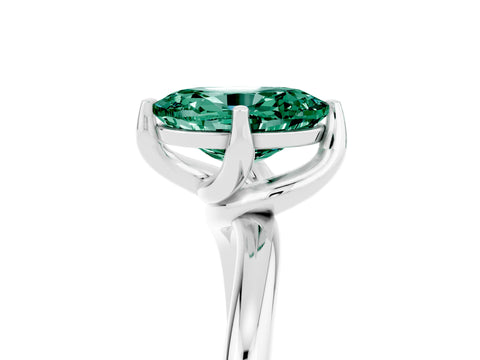 White gold Oval Cut Green Sapphire Solitaire Engagement Ring with Four-Prong Setting and Classic Band_17