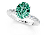 White gold Oval Cut Green Sapphire Solitaire Engagement Ring with Pavé Band and Four-Prong Setting_1