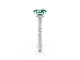 White gold Oval Cut Green Sapphire Solitaire Engagement Ring with Pavé Band and Four-Prong Setting_2